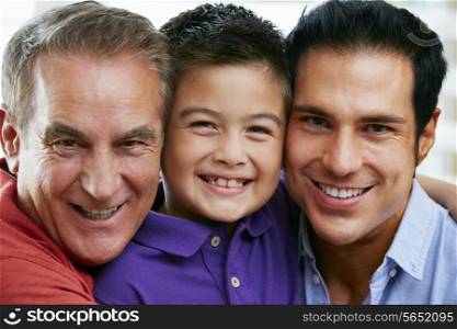 Male Members Of Multi Generation Family At Home