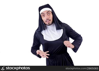 Male nun in funny religious concept