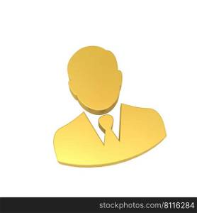 Male Person Icon 3D Render Gold Color, 3D Illustration, 