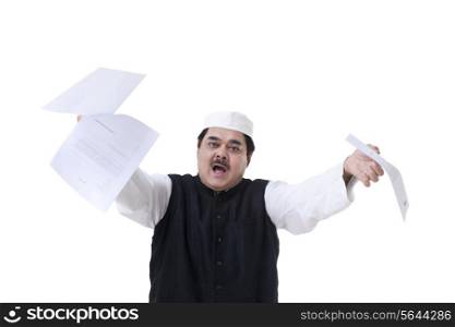 Male politician with documents