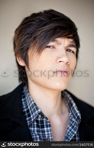 Male Portrait. Close up portrait of handsome young male, shallow depth of field, focus on eyes