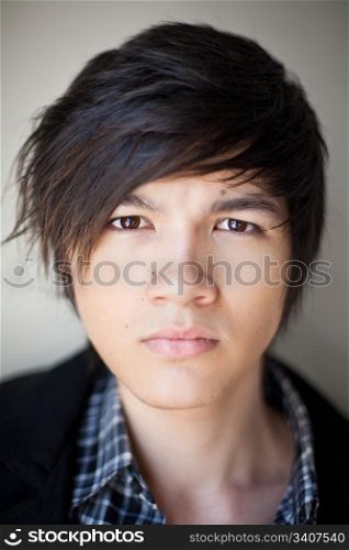 Male Portrait. Close up portrait of handsome young male, shallow depth of field, focus on eyes