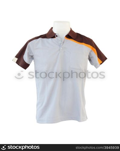 male shirt template on the mannequin on white background (with clipping path)