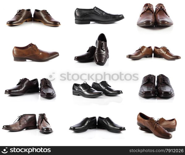 Male shoes collection. men shoes over white background