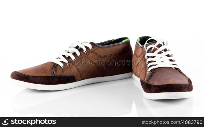 Male shoes over white