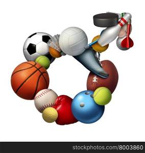 Male sports sign icon and symbol or sport men concept as a group of sporting equipment as soccer football tennis shaped as an icon representing the man gender active lifestyle.