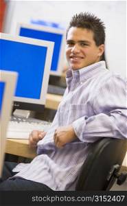 Male student in computer class