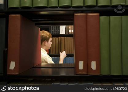 Male student in the library