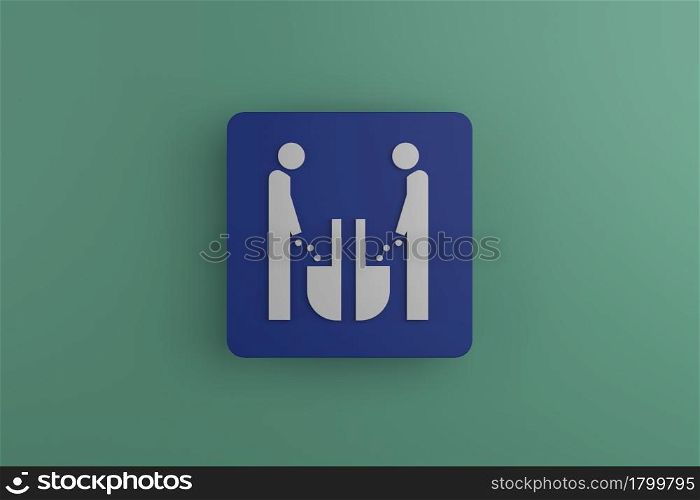 Male urinating toilet or restroom information sign 3D rendering illustration