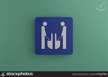 Male urinating toilet or restroom information sign 3D rendering illustration