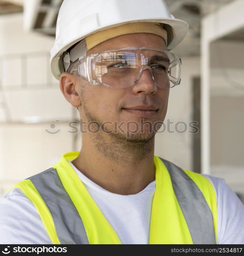 male worker construction wearing protection gear 2