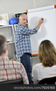 male worker is giving instructions to his team