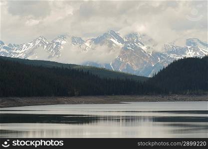 Maligne Lake with mountains in the background, Jasper National Park, Alberta, Canada