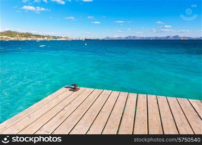 Mallorca Platja de Alcudia beach pier in Majorca Balearic islands