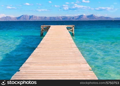 Mallorca Platja de Alcudia beach pier in Majorca Balearic islands