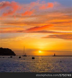 Mallorca port de Andratx sunset in Mallorca at Balearic islands of spain