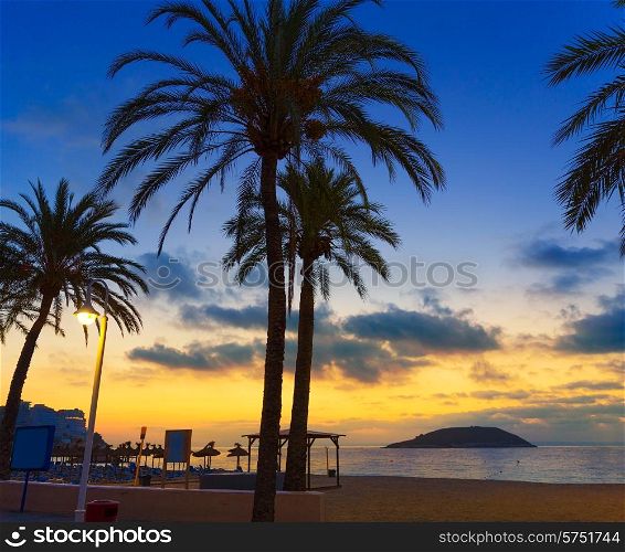 Mallorca sunrise in Magaluf Palmanova beach Magalluf in Balearic Islands Spain