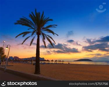 Mallorca sunrise in Magaluf Palmanova beach Magalluf in Balearic Islands Spain