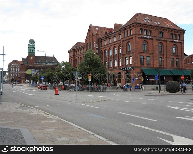 MALMO, SWEDEN - AUGUST 7 : Cityscape with tower of train station on August 7, 2013 in Malmo, Sweden. Scania county (Skane in Swedish) Oresund region.