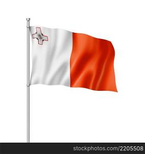 Malta flag, three dimensional render, isolated on white. Malta flag isolated on white