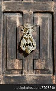 Maltese wooden door detail closeup