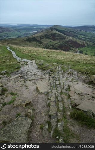Mam Tor landscape on Autumn Fall morning in Peak District