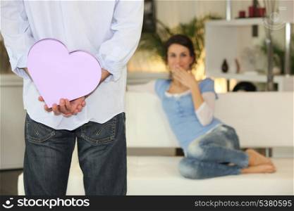 Man about to surprise woman