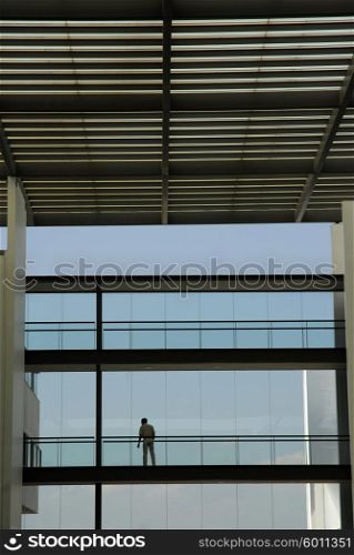 man alone in a office modern building