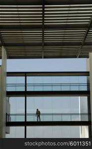man alone in a office modern building