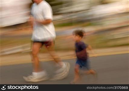 Man and Boy Running