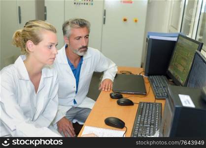 man and woman during research input