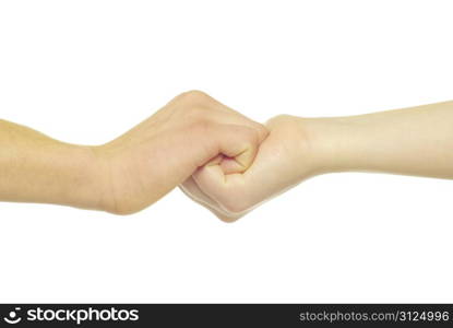 Man and woman hands isolated on white background