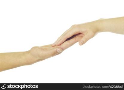 Man and woman hands isolated on white background