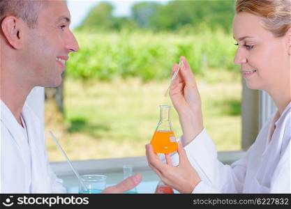Man and woman in laboratory
