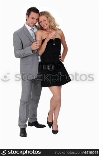 Man and woman in party clothes