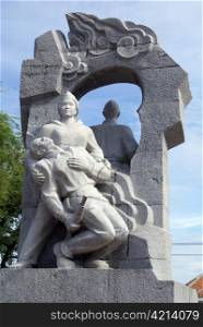 Man and woman on the monument in Nha Trang