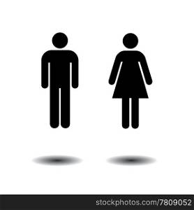 man and woman symbols for toilets, washrooms, restroom, lavatory. isolated on white background