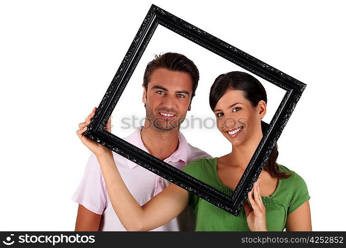 Man and woman withframe