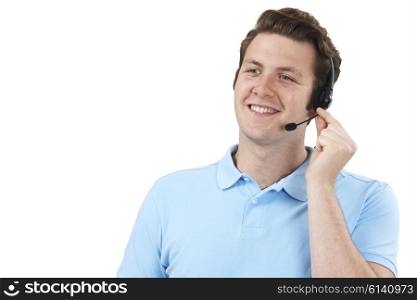 Man Answering Calls In Customer Service Department