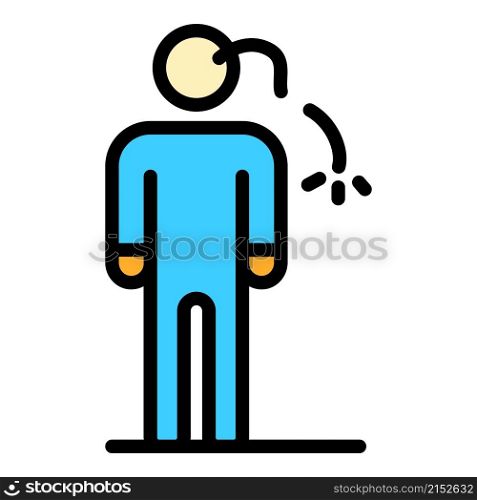 Man anxiety icon. Outline man anxiety vector icon color flat isolated. Man anxiety icon color outline vector