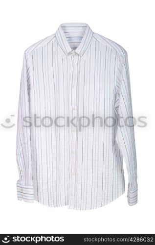 Man&apos;s striped shirt on a white background