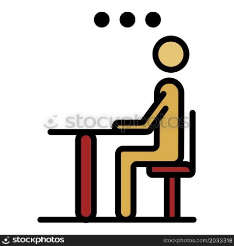 Man at desktop icon. Outline man at desktop vector icon color flat isolated. Man at desktop icon color outline vector