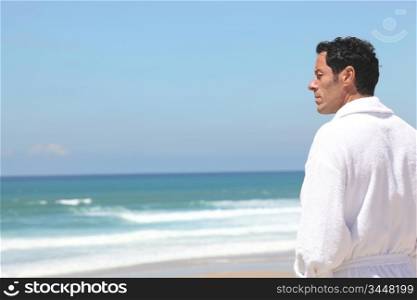Man at the beach thinking