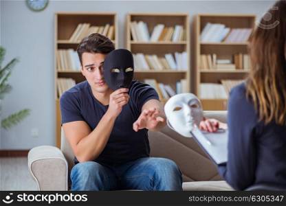 Man attending psychology therapy session with doctor