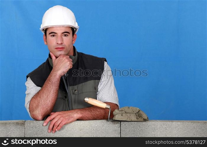 Man building wall