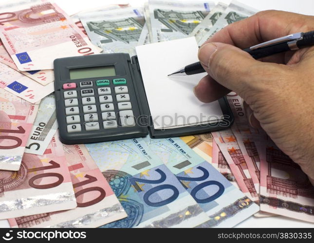 man calculating the euro money paper
