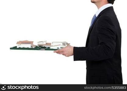 Man carrying architect model