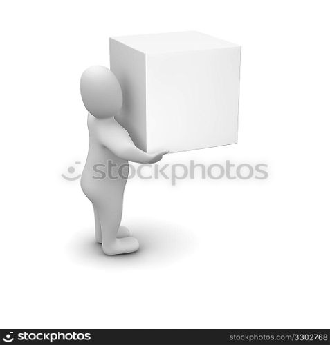 Man carrying blank box