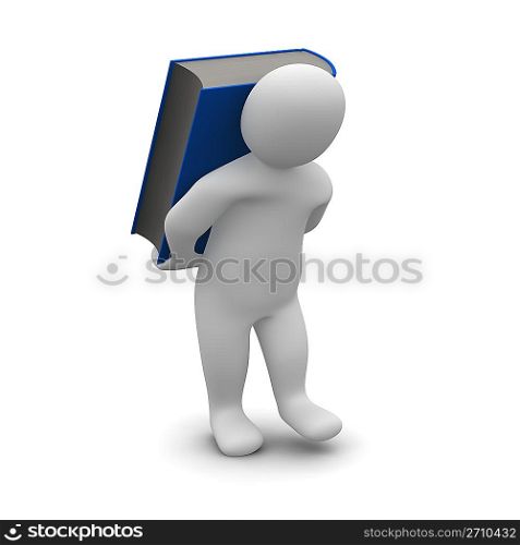 Man carrying blue hardcover book