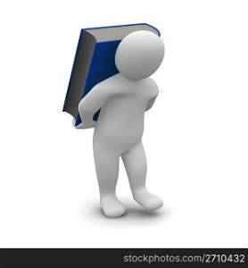 Man carrying blue hardcover book